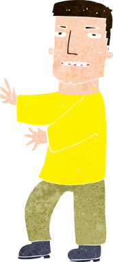 Bir insan tarafından çizilmiş karikatür adam.