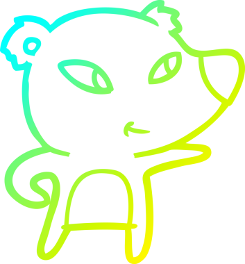 Bir insan tarafından çizilmiş şirin bir çizgi film ayısının soğuk gradyan çizgisi.