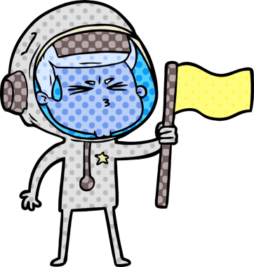 Çizgi film bir insan tarafından çizilmiş astronot.