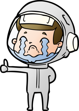 Bir insan tarafından çizilmiş ağlayan astronot çizgi filmi.