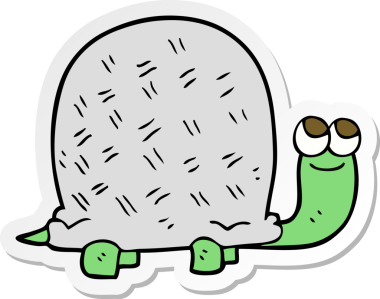 Bir insan tarafından çizilmiş karikatür kaplumbağasının çıkartması.