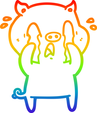 gökkuşağı gradyan çizimi bir insan tarafından çizilmiş ağlayan domuz çizgi filmi