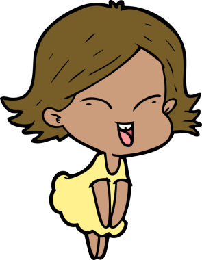 Bir insan tarafından çizilmiş mutlu çizgi film kızı.