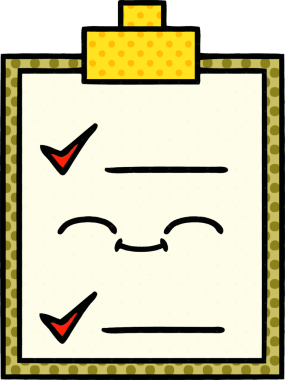 bir insan tarafından çizilmiş kontrol listesinin çizgi roman tarzı karikatürü