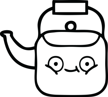 Bir insan tarafından çizilmiş bir çaydanlığın çizgi çizimi