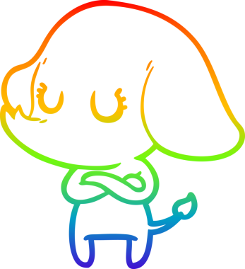 Gökkuşağı gradyan çizgisi bir insan tarafından çizilmiş şirin bir fil çizimi