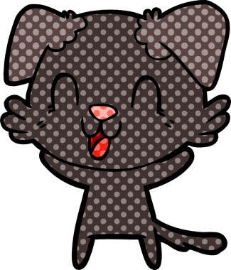 Bir insan tarafından çizilmiş gülen çizgi film köpeği.