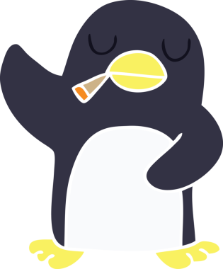 Bir insan tarafından çizilmiş garip bir penguen çizimi.