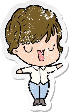 Bir insan tarafından çizilmiş karikatür kadının sıkıntılı çıkartması.