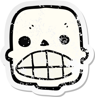 Bir insan tarafından çizilmiş bir karikatür kafatası.