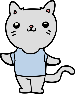 Bir insan tarafından çizilmiş çizgi film kedisi.