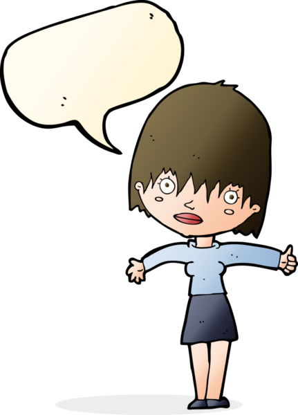 Bir insan tarafından çizilmiş konuşma balonu olan meraklı bir karikatür.