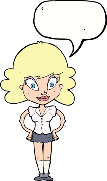 Bir insan tarafından çizilmiş konuşma balonu olan güzel bir kadın.