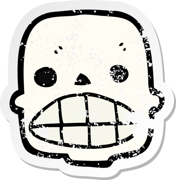 Bir insan tarafından çizilmiş bir karikatür kafatası.