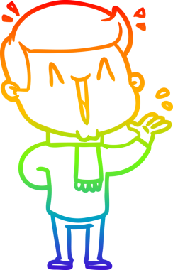 Gökkuşağı gradyanı çizimi bir insan tarafından çizilmiş heyecanlı bir çizgi film