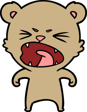 Bir insan tarafından çizilmiş kızgın çizgi film ayısı.