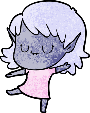 Bir insan tarafından çizilmiş mutlu elf kızı.