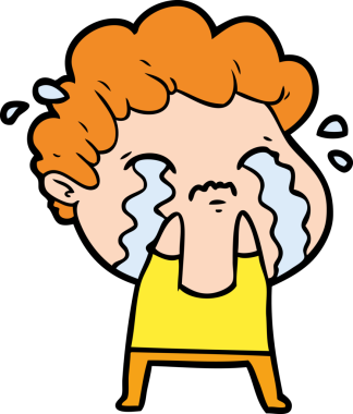 Bir insan tarafından çizilmiş ağlayan çizgi film adamı.