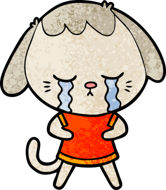 Bir insan tarafından çizilmiş şirin köpek yavrusu ağlama çizgi filmi