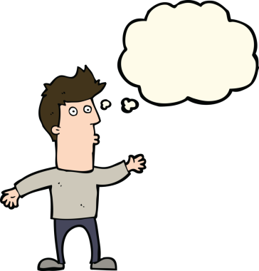 Bir insan tarafından çizilen düşünce baloncuğuyla adamı şaşırtan çizgi film.