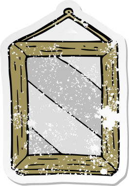 Bir insan tarafından çizilmiş karikatür aynasının sıkıntılı çıkartması