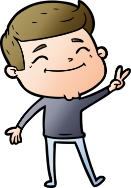 Bir insan tarafından çizilmiş mutlu çizgi film adamı.