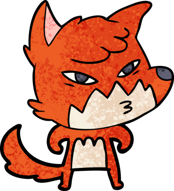 Bir insan tarafından çizilmiş akıllı çizgi film tilkisi.