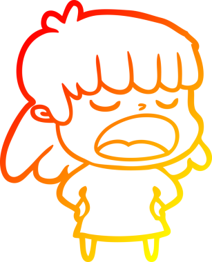 Bir insan tarafından yüksek sesle çizilmiş bir çizgi film kadını çizimi.