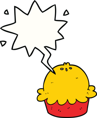 Bir insan tarafından çizilmiş konuşma balonlu çizgi film pastası.