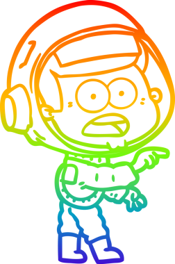 gökkuşağı gradyan çizgi çizimi bir insan tarafından çizilmiş astronot şaşırttı