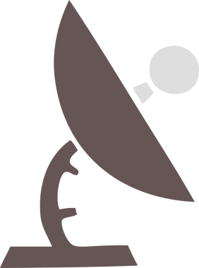 Bir insan tarafından çizilmiş bir uydu anteninin düz renkli retro karikatürü