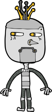 Bir insan tarafından çizilmiş komik çizgi film robotu