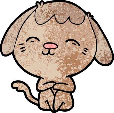 Bir insan tarafından çizilmiş mutlu çizgi film köpeği.