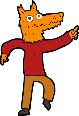 Bir insan tarafından çizilmiş tilki adam.