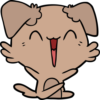 Bir insan tarafından çizilmiş küçük mutlu köpek çizgi filmi.