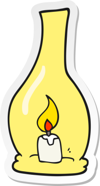 Bir insan tarafından çizilmiş çizgi film fenerinin çıkartması.