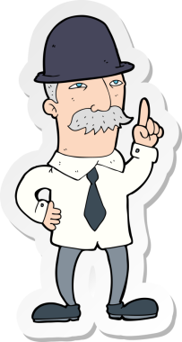 Bir insan tarafından çizilmiş melon şapkalı bir adamın çıkartması.