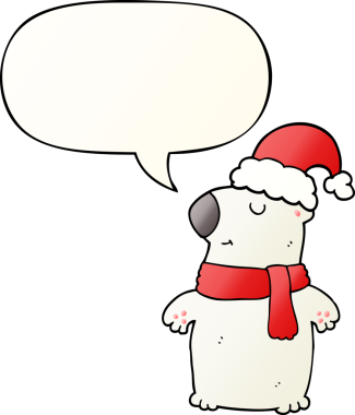 Bir insan tarafından çizilmiş hoş bir çizgi roman ayısı konuşma baloncuğu gibi yumuşak bir gradyan tarzıyla