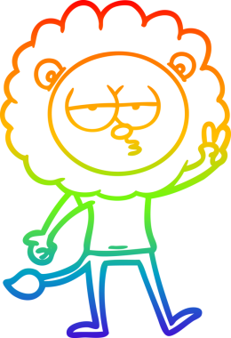 Gökkuşağı gradyan çizgi çizimi Bir insan tarafından çizilen sıkılmış aslan