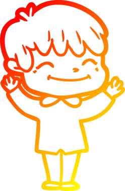 Bir insan tarafından çizilen mutlu bir çocuğun sıcak çizgi çizimi.