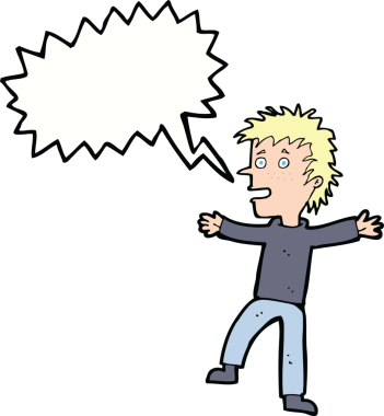 Bir insan tarafından çizilmiş konuşma balonlu mutlu adam çizgi filmi.