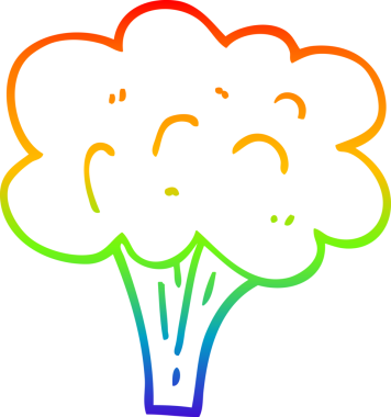 gökkuşağı gradyan çizgi çizimi bir insan tarafından çizilmiş brokoli sapı