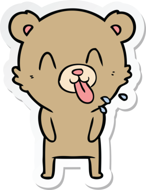 Bir insan tarafından çizilmiş kaba bir çizgi film ayısının çıkartması.