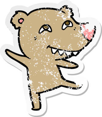 Bir insan tarafından çizilmiş, sıkıntılı bir ayı çizgi filmi çıkartması.