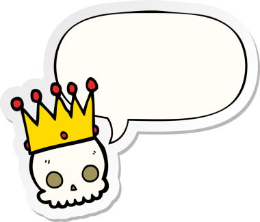 Bir insan tarafından çizilmiş konuşma kabarcığı etiketli bir kafatası.