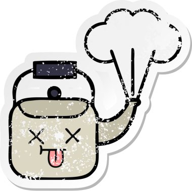 Bir insan tarafından çizilmiş dumanı tüten tatlı bir karikatür çıkartması.