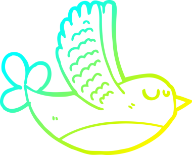 Bir insan tarafından çizilen karikatür kuşunun soğuk gradyan çizgisi