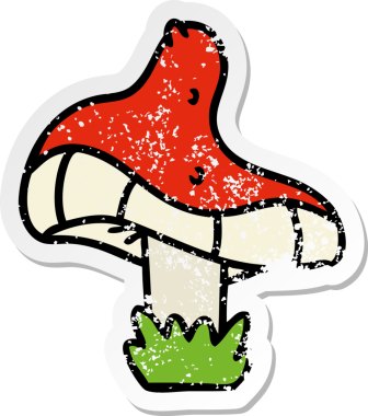 Bir insan tarafından çizilmiş tek bir mantarın el yazısı karikatürü.