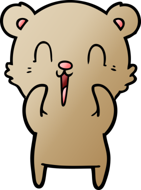 Bir insan tarafından çizilmiş mutlu çizgi film ayısı.