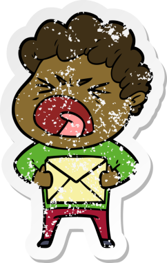 Bir insan tarafından çizilmiş öfkeli bir adamın sıkıntılı çıkartması.